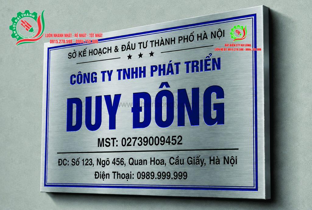 biển cty ăn mòn inox trắng xước mẫu 2 0915278598