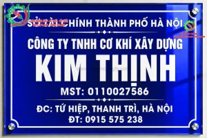 biển in uv trên mica xanh tím kt 50x30cm + 4 ốc chân kính