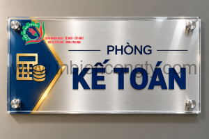 biển in uv trên alu hoặc inox xước +ốc chân kính mặt mica trong mẫu 2