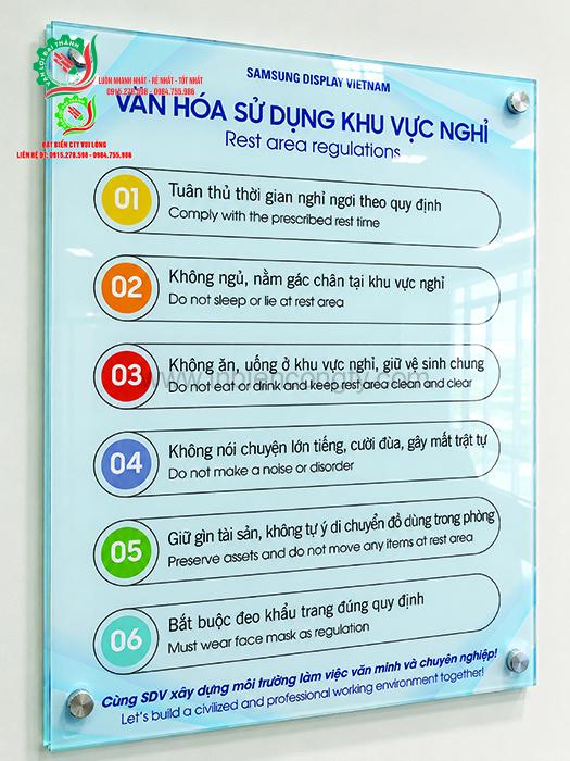 biển nội quy mica mẫu 2
