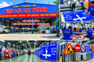 biển báo phía trước có công trường