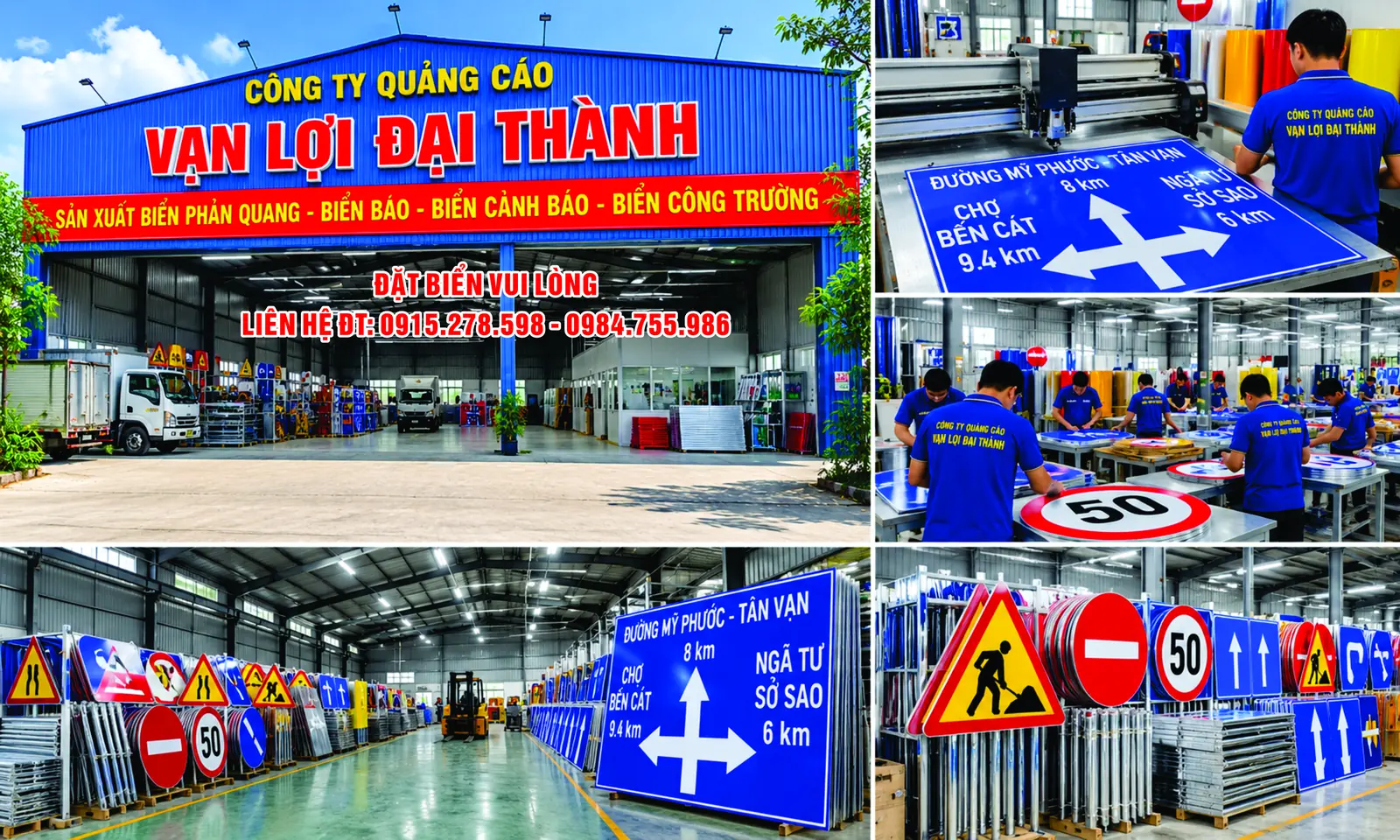 Biển báo phía trước có công trường 20 m, 50 m và 100 m – ảnh mẫu 02