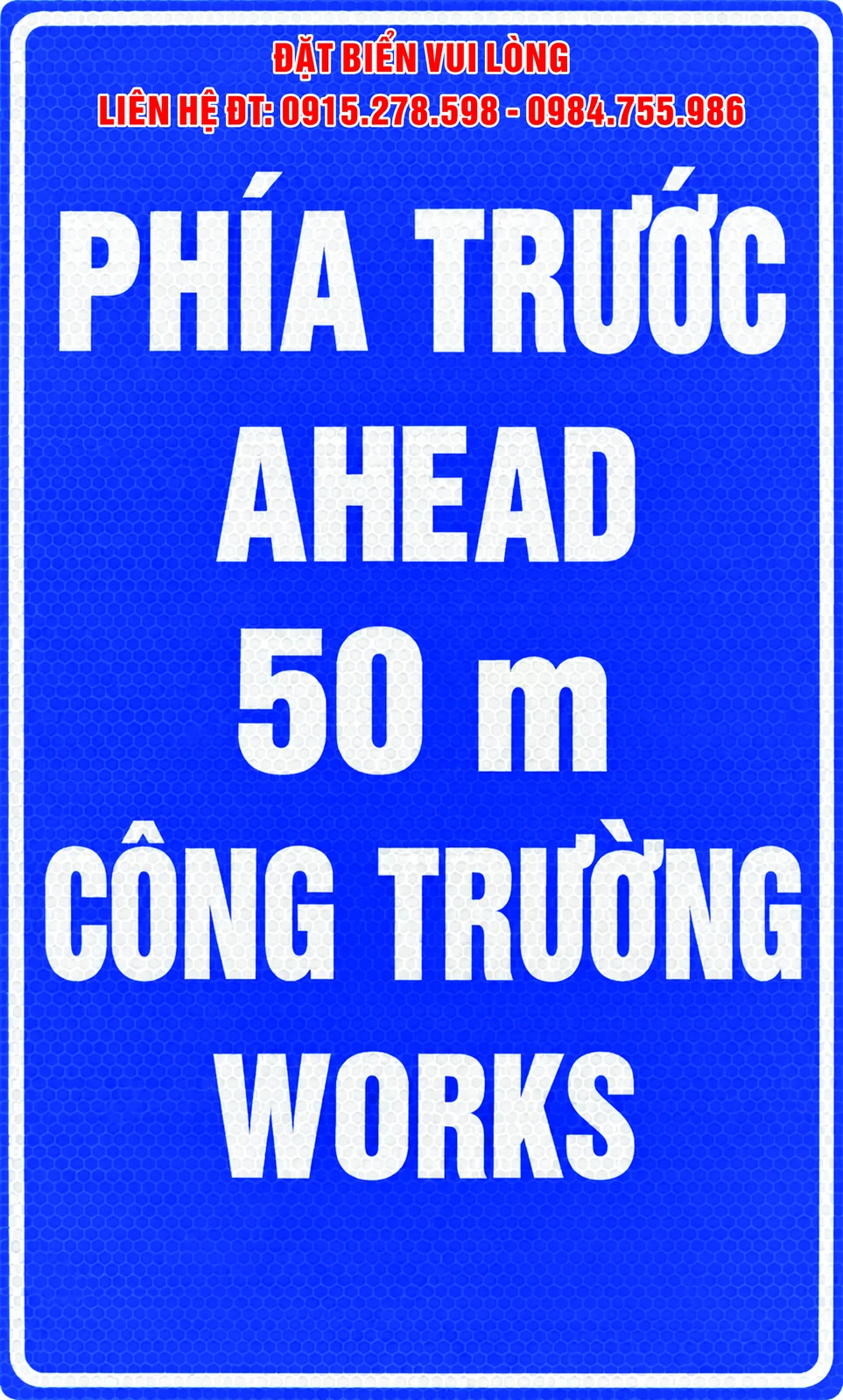 Biển báo phía trước có công trường 20 m, 50 m và 100 m – ảnh mẫu 04