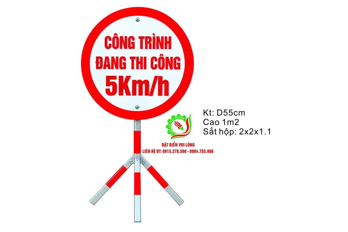 bien-tron-cong-trinh-dang-thi-cong-5kmh-d55cm-anh-dai-dien Biển tròn Công trình đang thi công 5Km/h chữ đỏ nền trắng viền đỏ, đường kính 55cm trên chân ba chạc